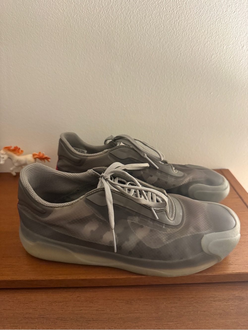 Prada Linea Rossa Gray Translucent Low-Top Sneakers